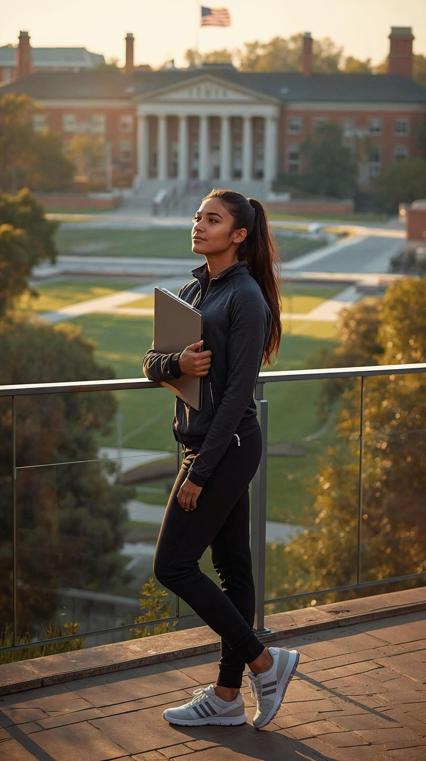 Athlete infront of university 9;16