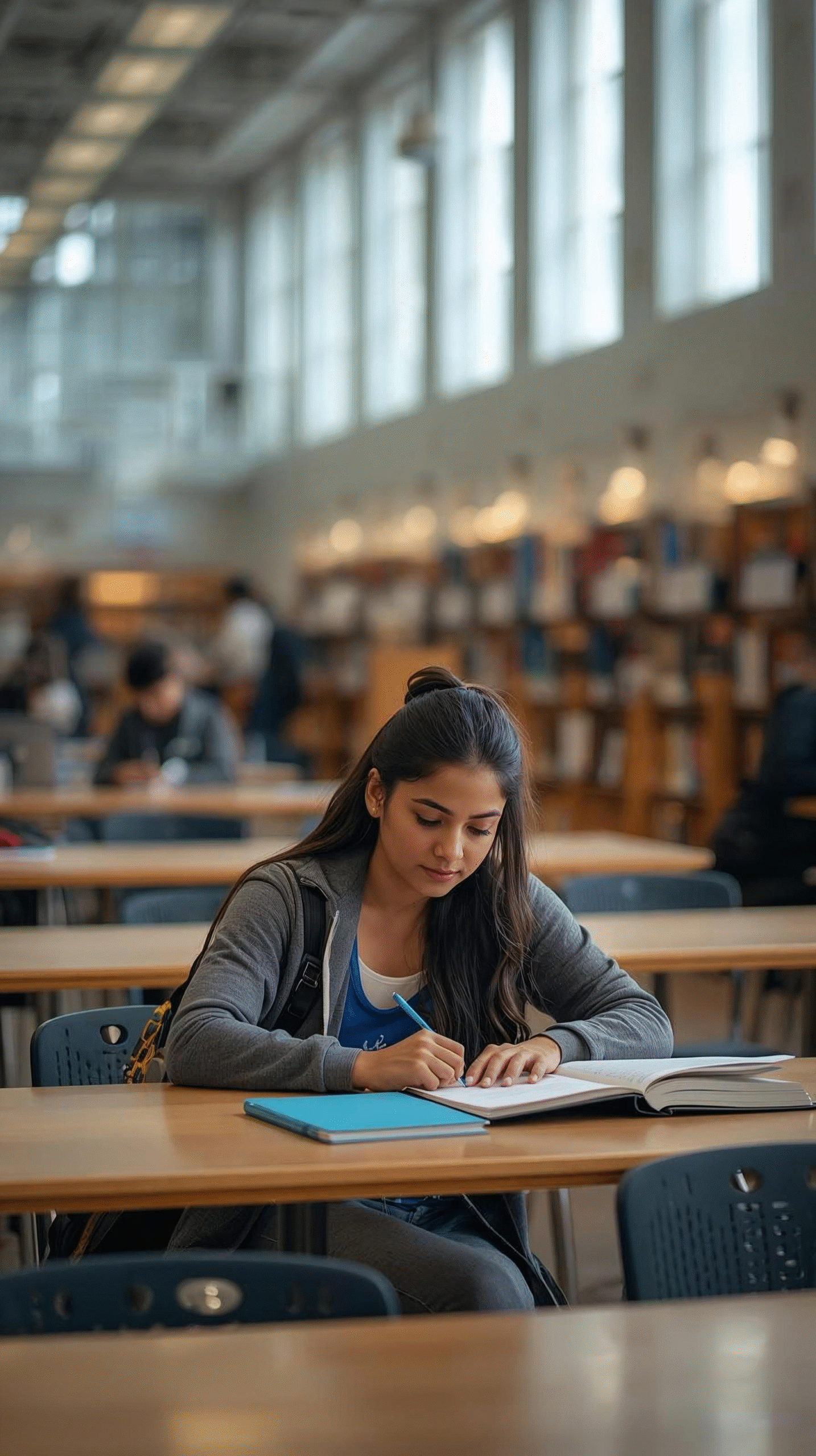 Girl studying library 9;16